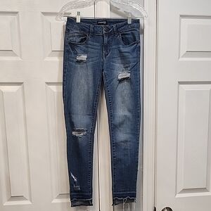 Dark Blue Distressed Skinny Jeans